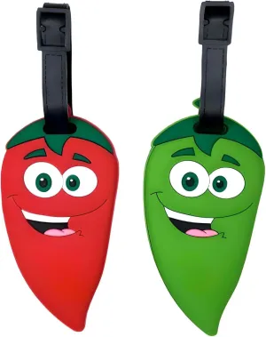 2-Pack Chili Pepper Luggage Tags  Funny Food-Themed Silicone ID Tags for Suitcases and Bags  Unique Travel Accessories for Teens & Adults