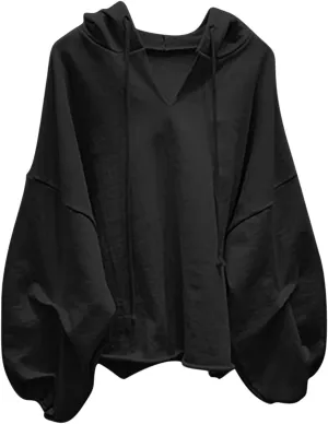 2024 Fashion Fall Hoodies for Women Oversized Solid Color Lightweight Sweatshirt Teen Girls Preppy Slouchy Pullover