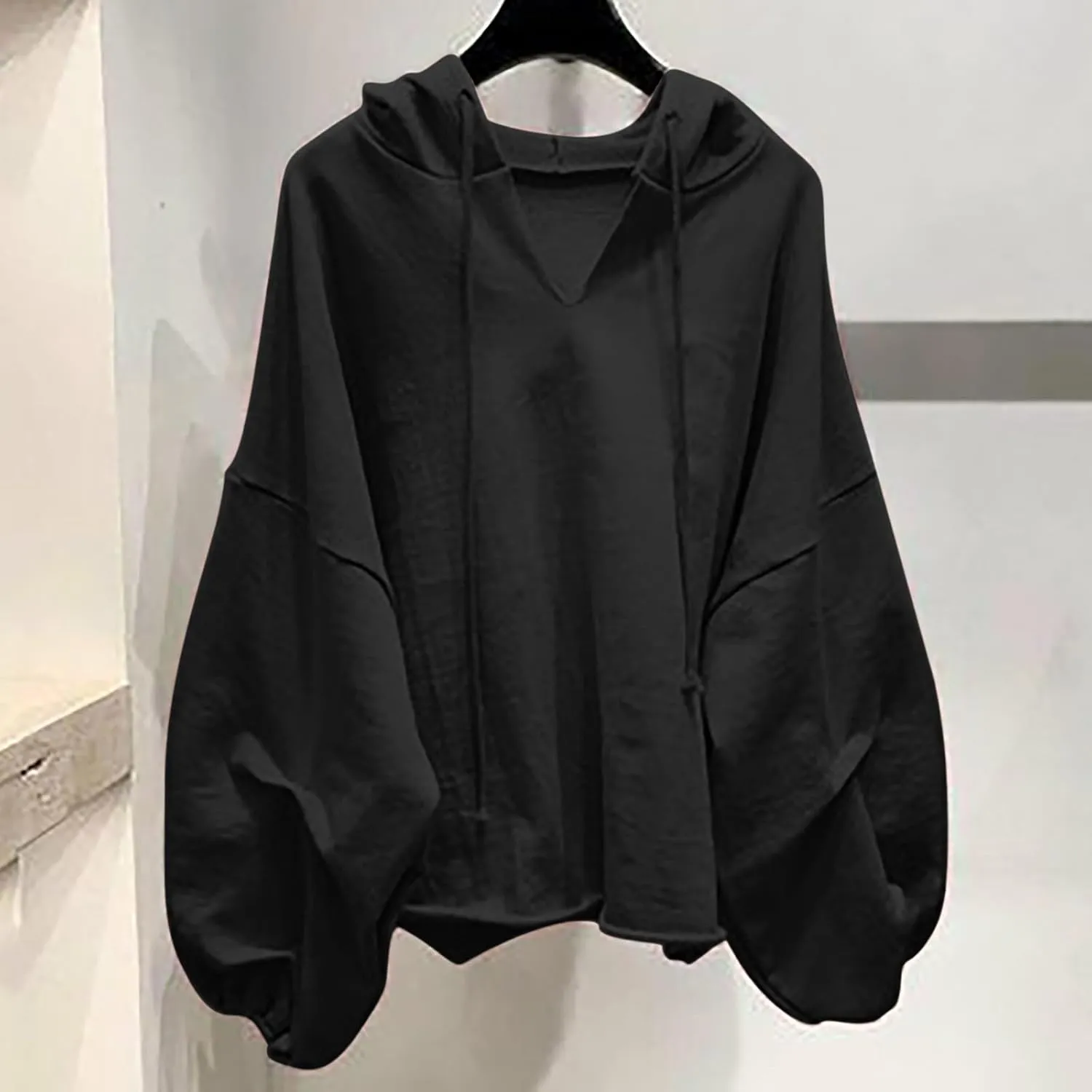 2024 Fashion Fall Hoodies for Women Oversized Solid Color Lightweight Sweatshirt Teen Girls Preppy Slouchy Pullover