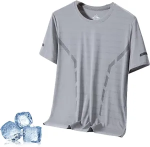 2025 New Men's Breathable Soft Short Sleeve Shirts Cooling Ice Silk Running Shirts Quick Dry Breathable Tops