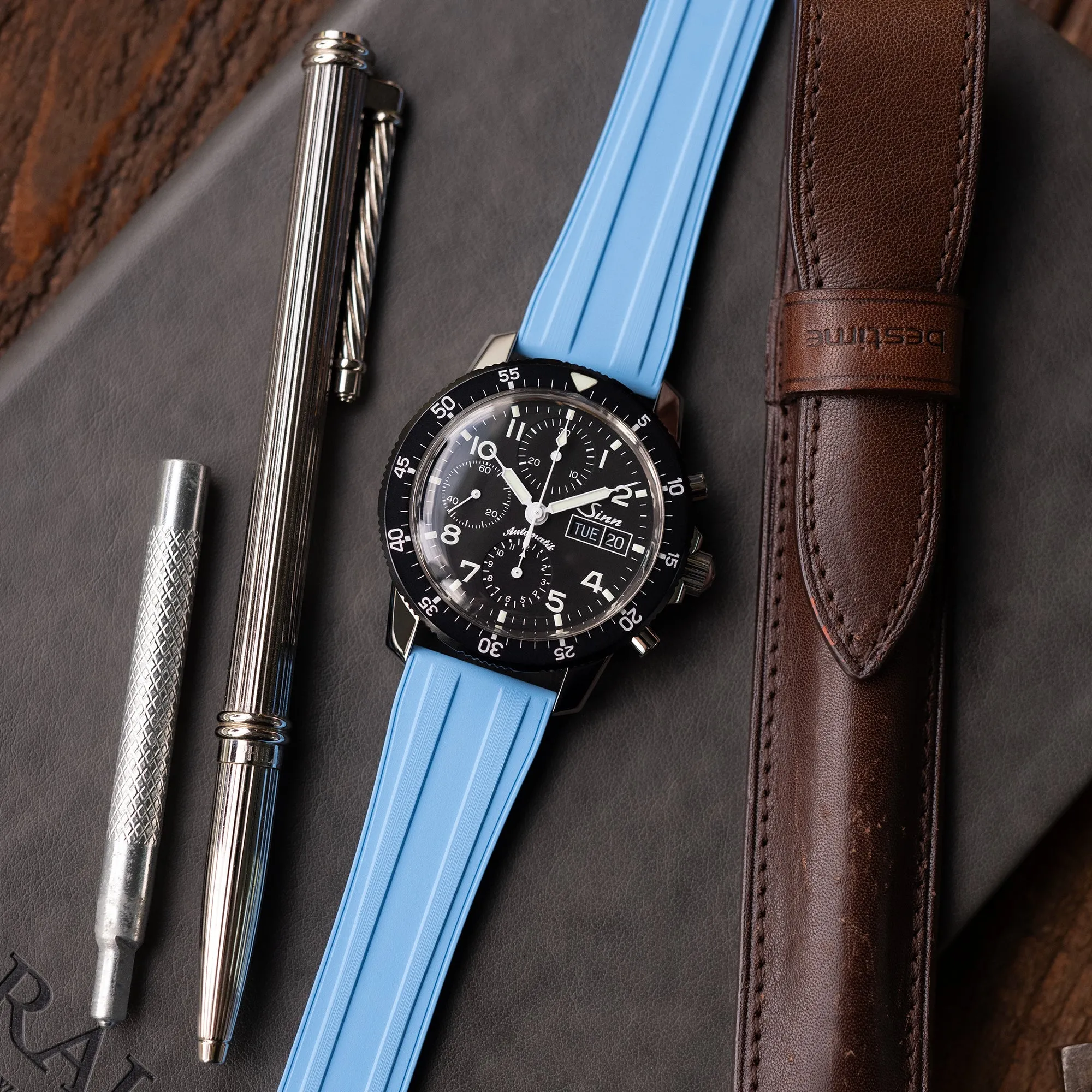 20mm Quick Release FKM28 Sky Blue FKM Rubber watch strap