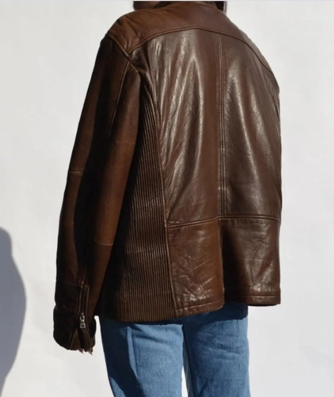 80's Vintage Women Oversized Bomber Fully Grain Leather Jacket, ladies leather jacket