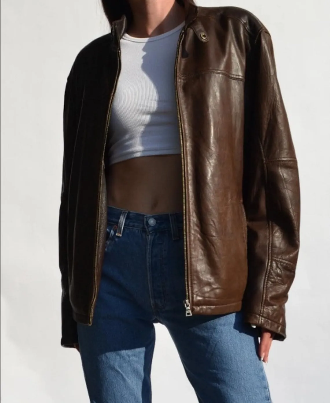 80's Vintage Women Oversized Bomber Fully Grain Leather Jacket, ladies leather jacket