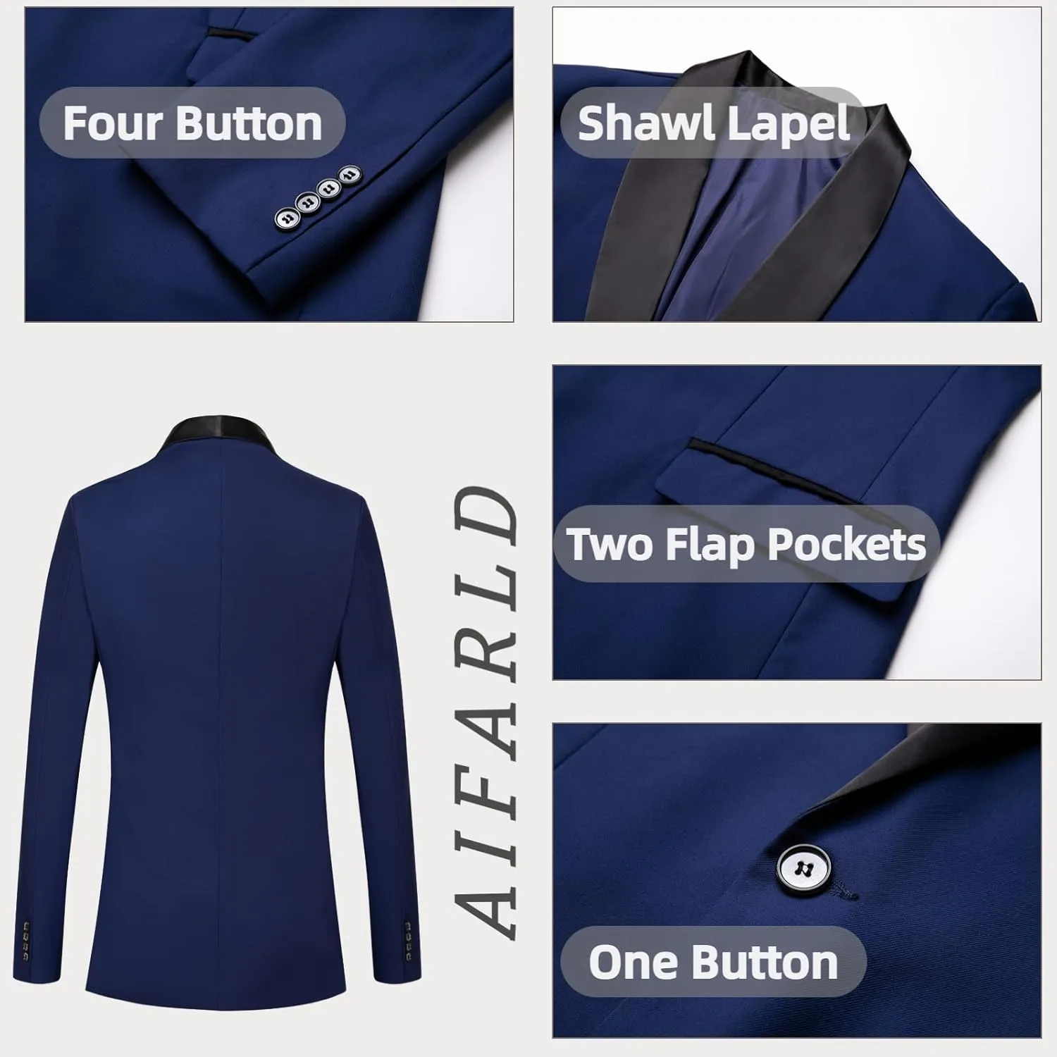 AIFARLD Blazer for Men Slim Fit Mens Blazer One Button Solid Color Jacket Blazer Suit for Business Casual