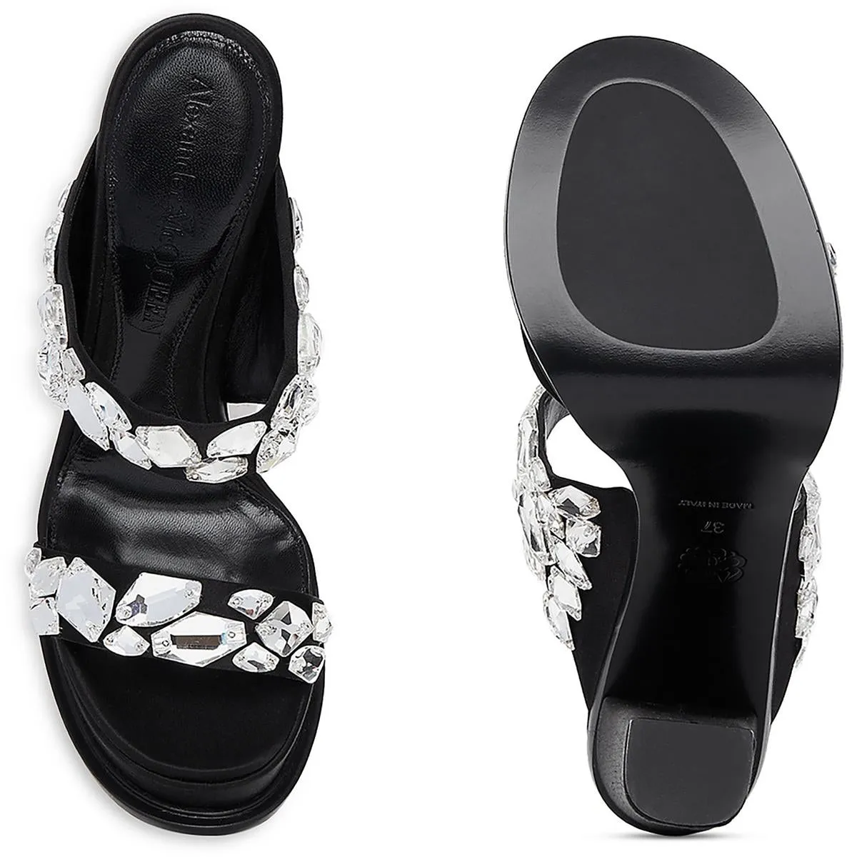 Alexander McQueen Womens Satin Jeweled Heels