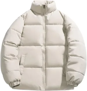 Autumn/Winter Men Warm Puffer Silk-like Cotton jackets Casual Men Padded Outwear Zipper Closure Long Sleeve Outdoor Coat
