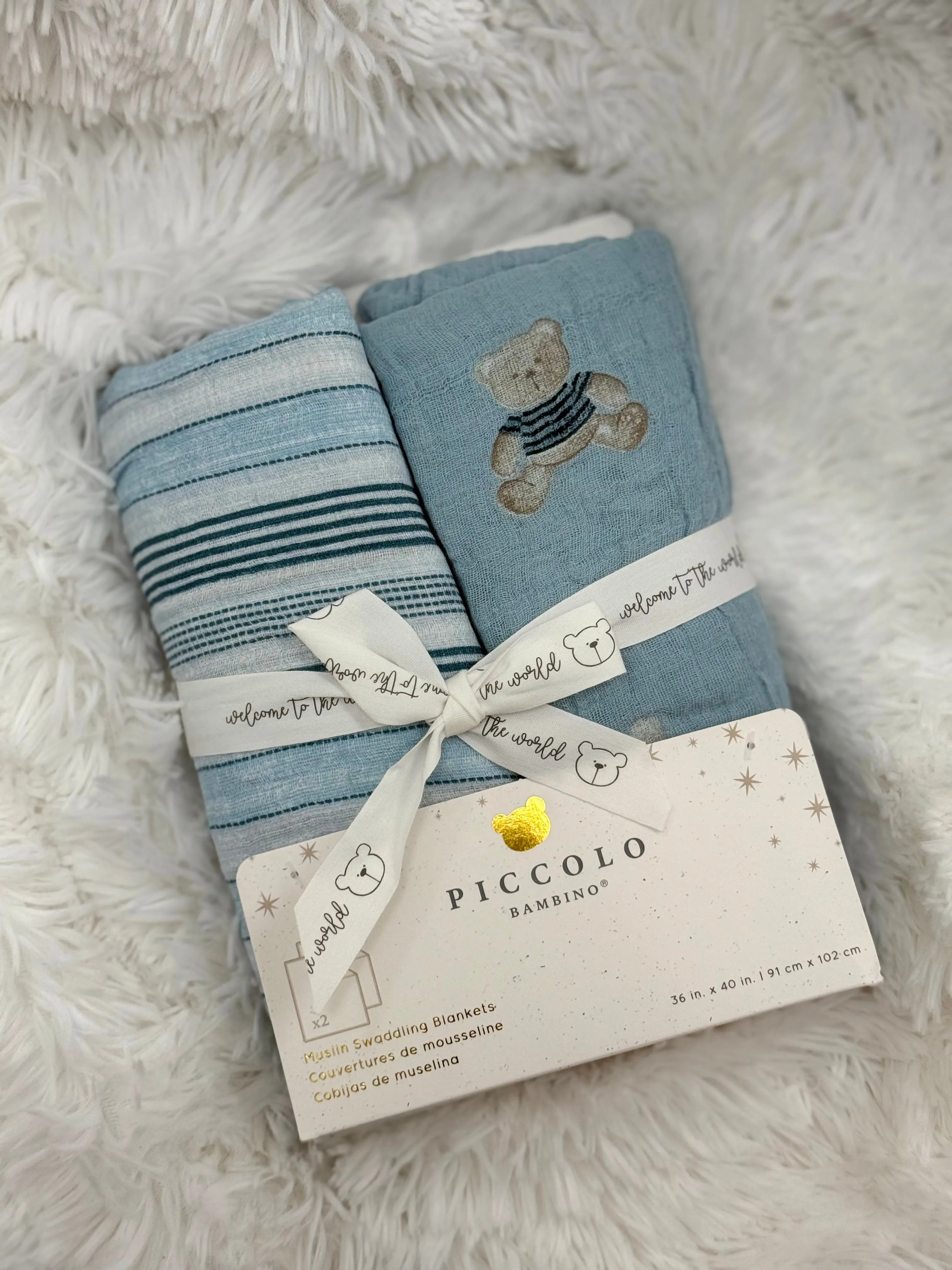 Baby Muslin Swaddle Blankets || Blue