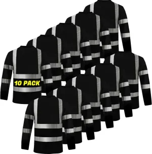 BeautyWill High Visibility Shirts Long Sleeve Class 2 Reflective Shirts ANSI with Pocket Safety Shirts for Men and Women