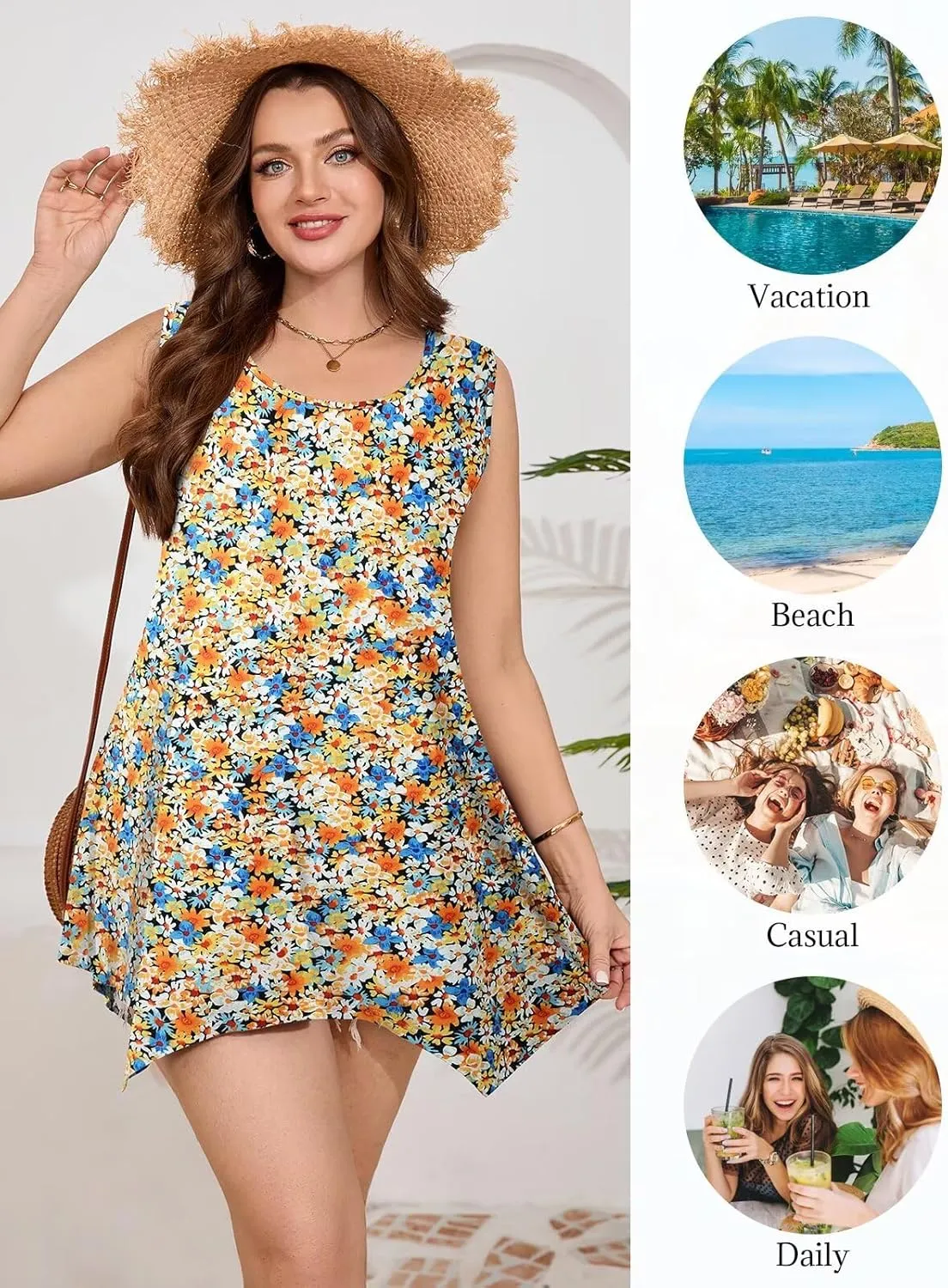 BELAROI Womens Plus Size Tank Tops Summer Sleeveless Scoop Neck Tunic Shirts Casual Loose T-Shirts Blouse