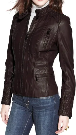 Benjer Skins Women's Leather Jacket Stylish Motorcycle Biker Genuine Lambskin 31