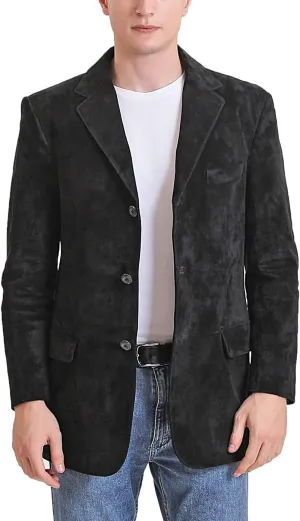 BGSD Men Liam 3-Button Leather Blazer Sport Coat Jacket (Also available in Big and Tall and Short)