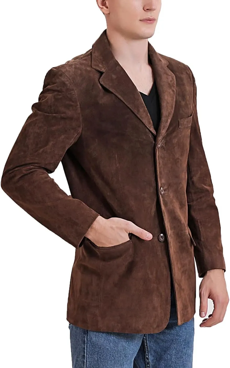 BGSD Men Liam 3-Button Leather Blazer Sport Coat Jacket (Also available in Big and Tall and Short)