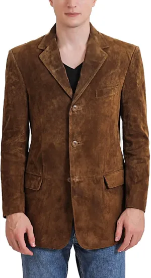 BGSD Men Liam 3-Button Leather Blazer Sport Coat Jacket (Also available in Big and Tall and Short)
