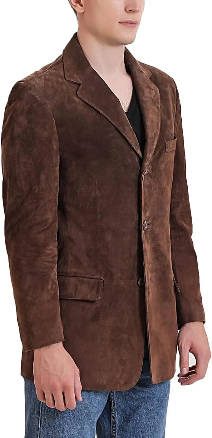 BGSD Men Liam 3-Button Leather Blazer Sport Coat Jacket (Also available in Big and Tall and Short)