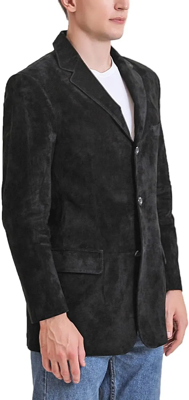 BGSD Men Liam 3-Button Leather Blazer Sport Coat Jacket (Also available in Big and Tall and Short)