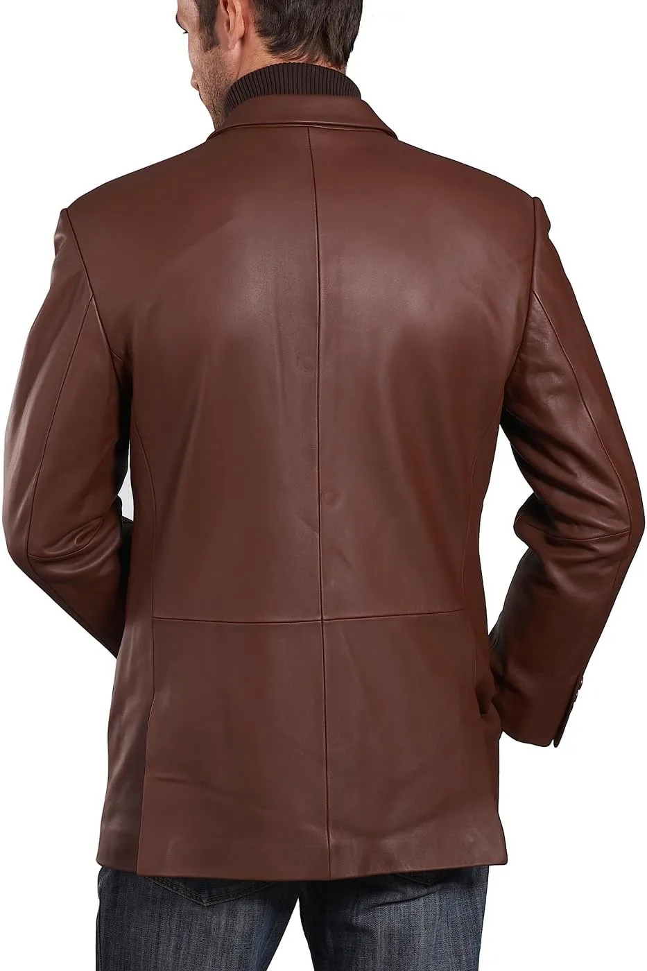 BGSD Men Noah 2-Button Lambskin Leather Blazer Sport Coat Jacket (Also available in Big and Tall and Short)