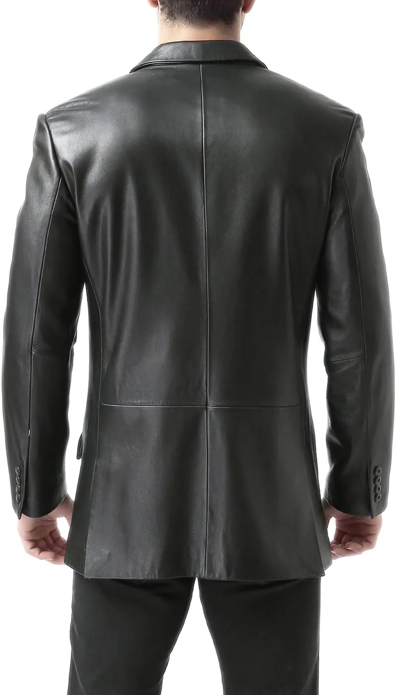 BGSD Men Noah 2-Button Lambskin Leather Blazer Sport Coat Jacket (Also available in Big and Tall and Short)