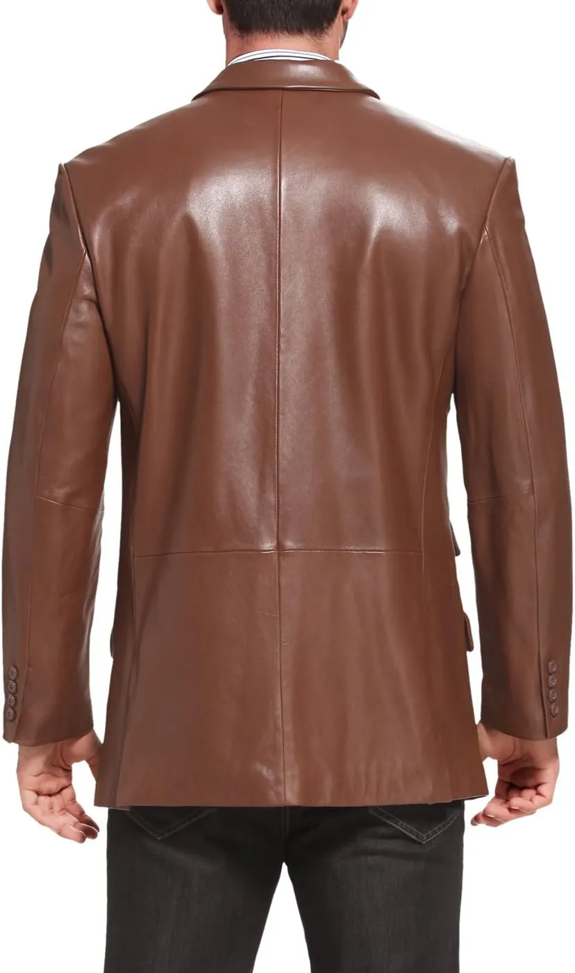 BGSD Men Noah 2-Button Lambskin Leather Blazer Sport Coat Jacket (Also available in Big and Tall and Short)