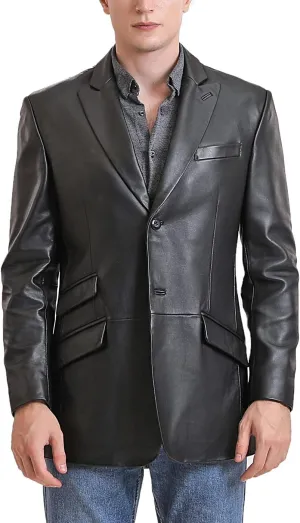 BGSD Men Noah 2-Button Lambskin Leather Blazer Sport Coat Jacket (Also available in Big and Tall and Short)