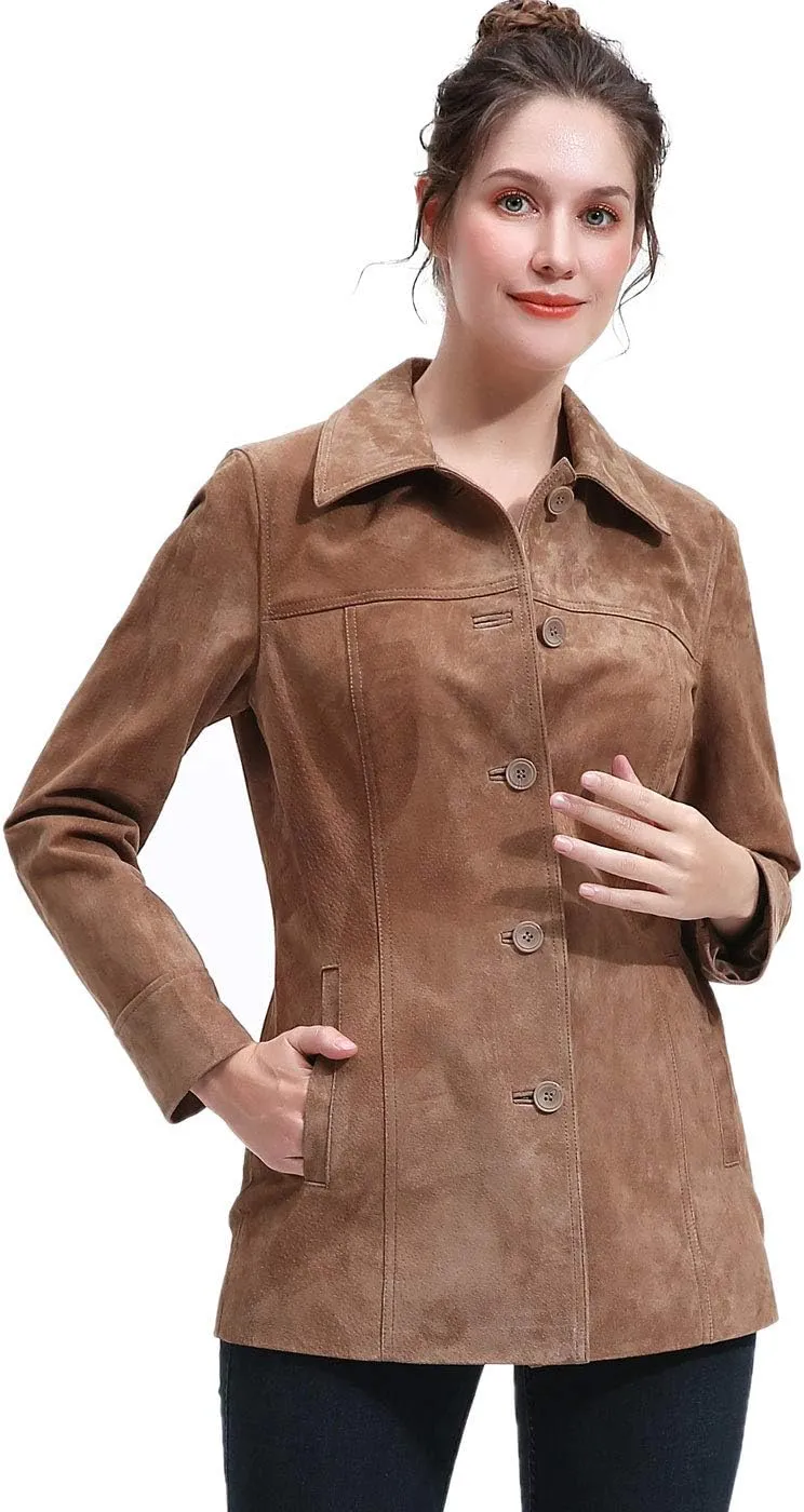 BGSD Women Tiana Suede Leather Coat (Also available in Plus Size & Petite)
