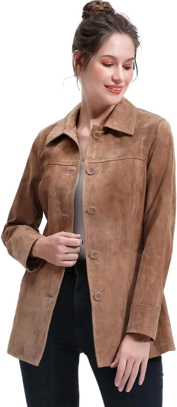 BGSD Women Tiana Suede Leather Coat (Also available in Plus Size & Petite)