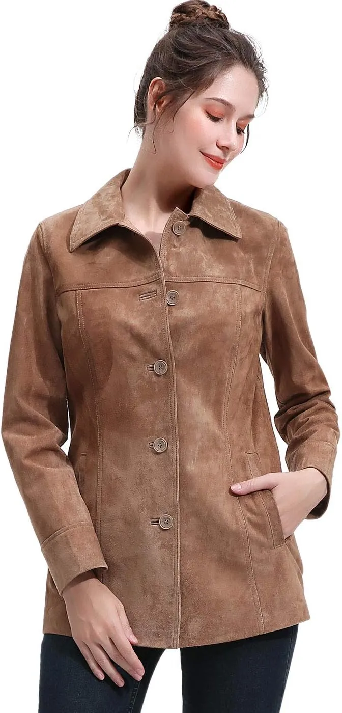 BGSD Women Tiana Suede Leather Coat (Also available in Plus Size & Petite)