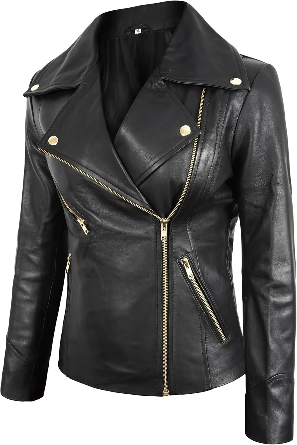 Black Leather Jacket Women - Motorcycle Real Lambskin Lightweight Biker Style Leather Jacket Women