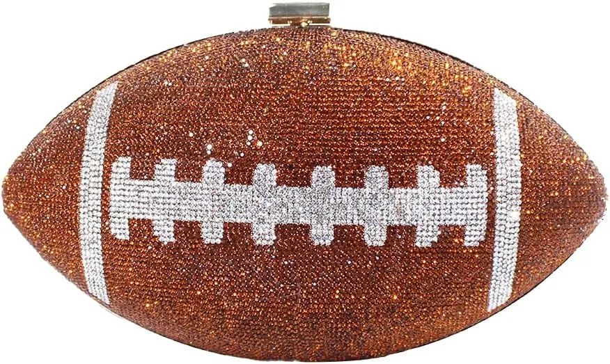 Bling Rhinestone Football Shaped Rugby Quirky Bag Novelty Round Ball Crystal Evening Bags Handbag for Party