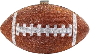 Bling Rhinestone Football Shaped Rugby Quirky Bag Novelty Round Ball Crystal Evening Bags Handbag for Party