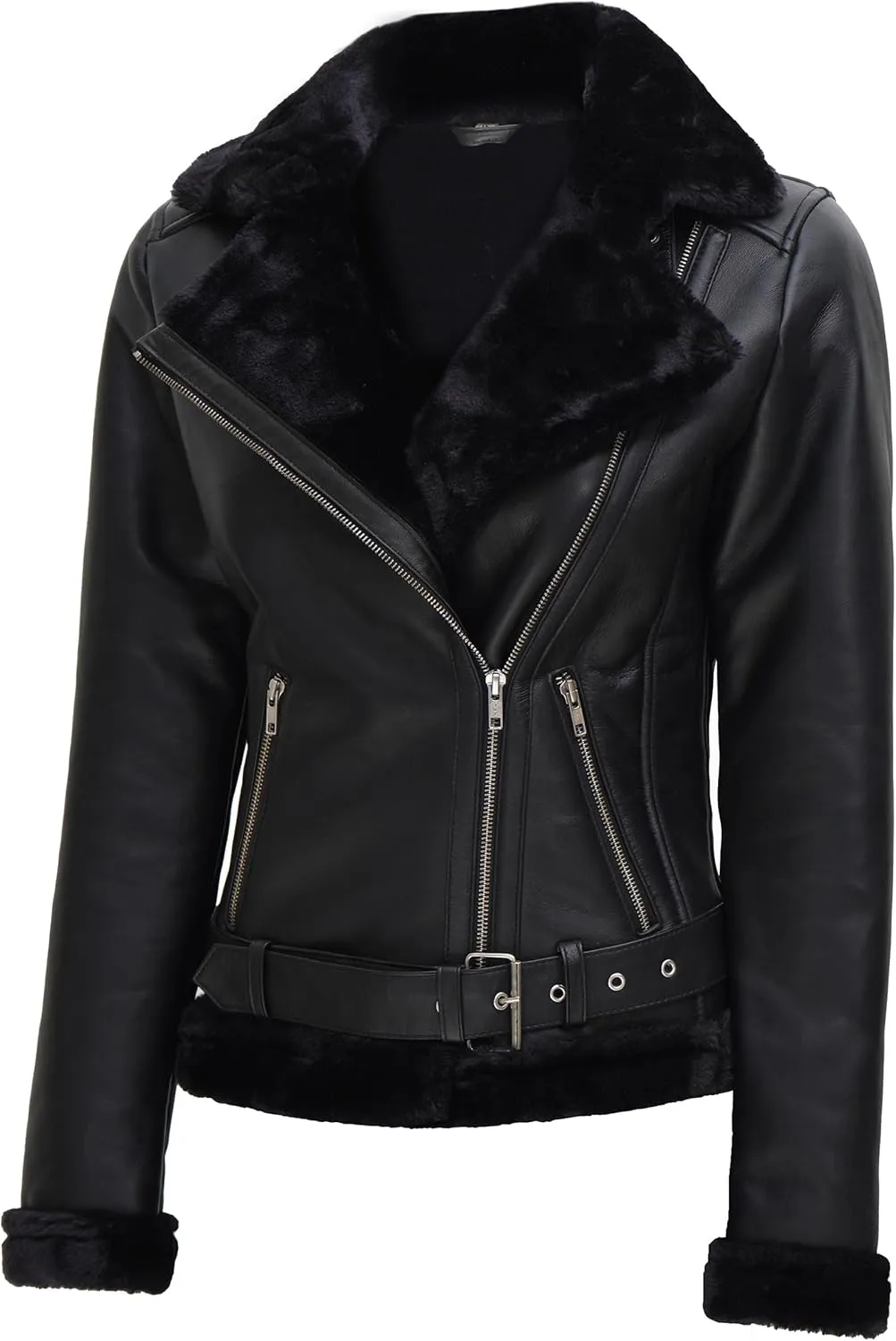 Blingsoul Womens Leather Jacket - Real Leather Winter Jackets for Women