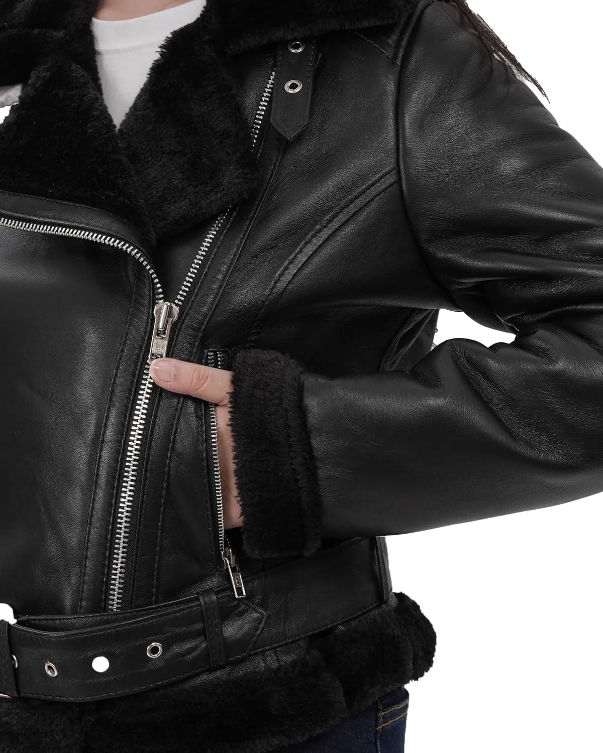 Blingsoul Womens Leather Jacket - Real Leather Winter Jackets for Women