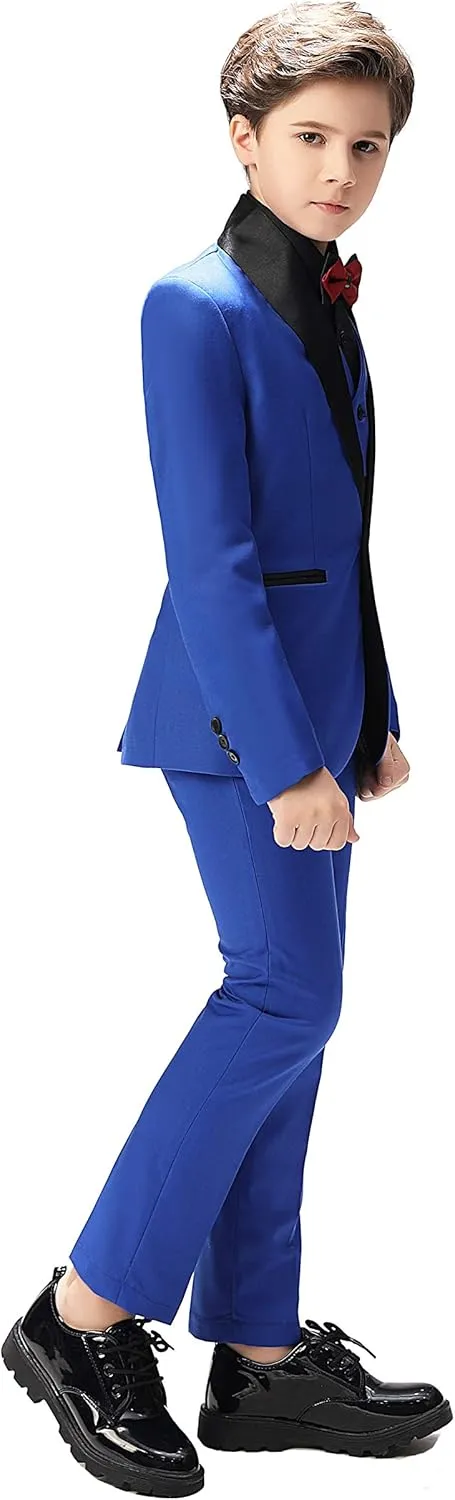 Boy Suits Tuxedo Slim Fit Suit for Boys Kids Toddler Dress Outfit with Coat, Pants, Vest Set No Tail