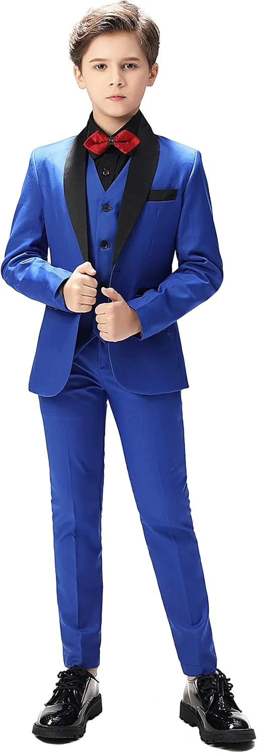 Boy Suits Tuxedo Slim Fit Suit for Boys Kids Toddler Dress Outfit with Coat, Pants, Vest Set No Tail