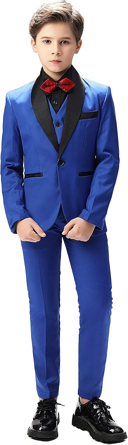 Boy Suits Tuxedo Slim Fit Suit for Boys Kids Toddler Dress Outfit with Coat, Pants, Vest Set No Tail