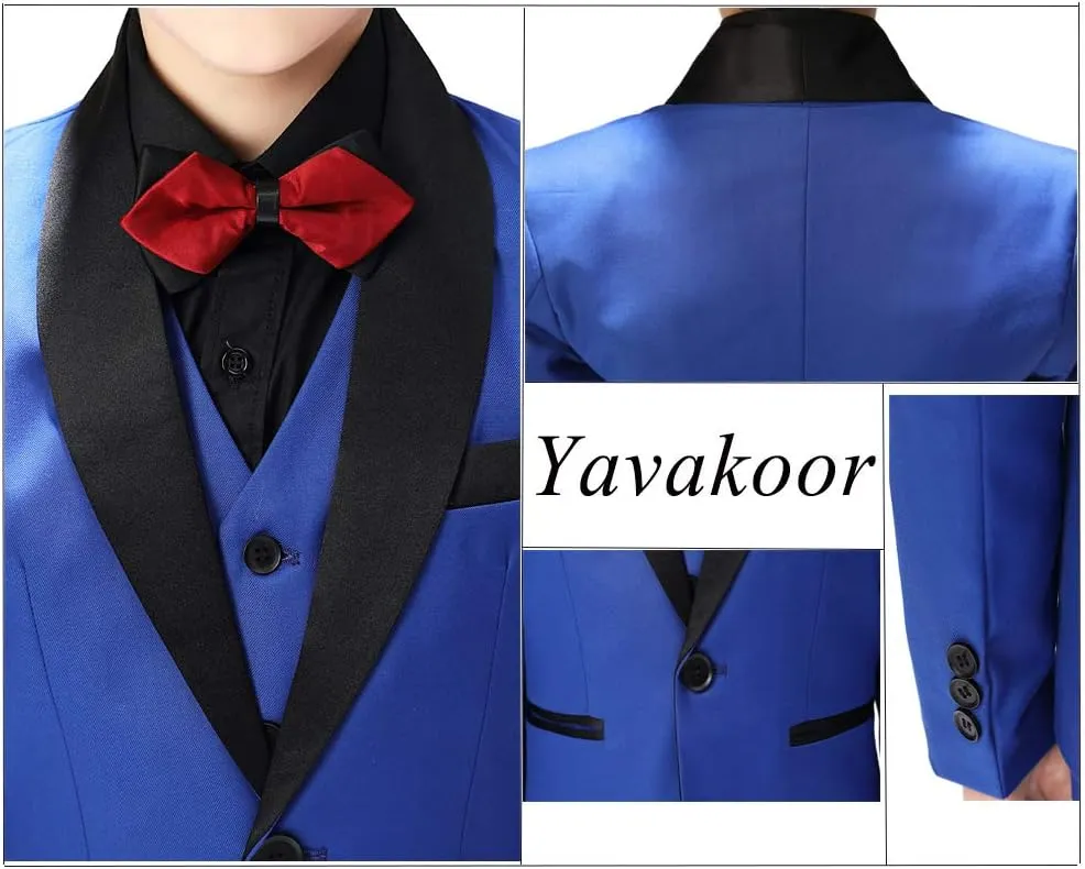 Boy Suits Tuxedo Slim Fit Suit for Boys Kids Toddler Dress Outfit with Coat, Pants, Vest Set No Tail