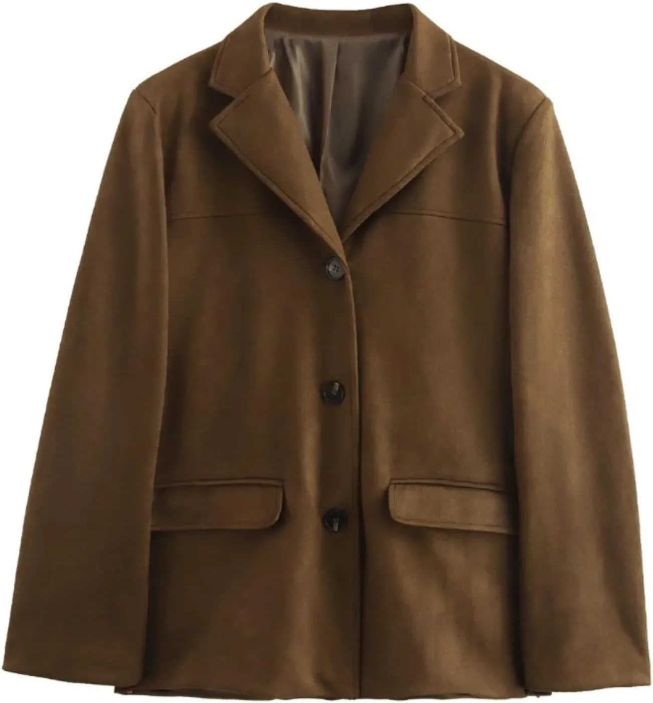 Brown Suede Jacket Women - Y2K Faux Suede Blazer Coat Vintage Aesthetics Old Money Oversized Outerwear