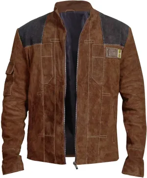 Brown Suede Leather Jacket for Men - Brown & Dark Brown Real Suede Leather Stylish Jacket for Mens