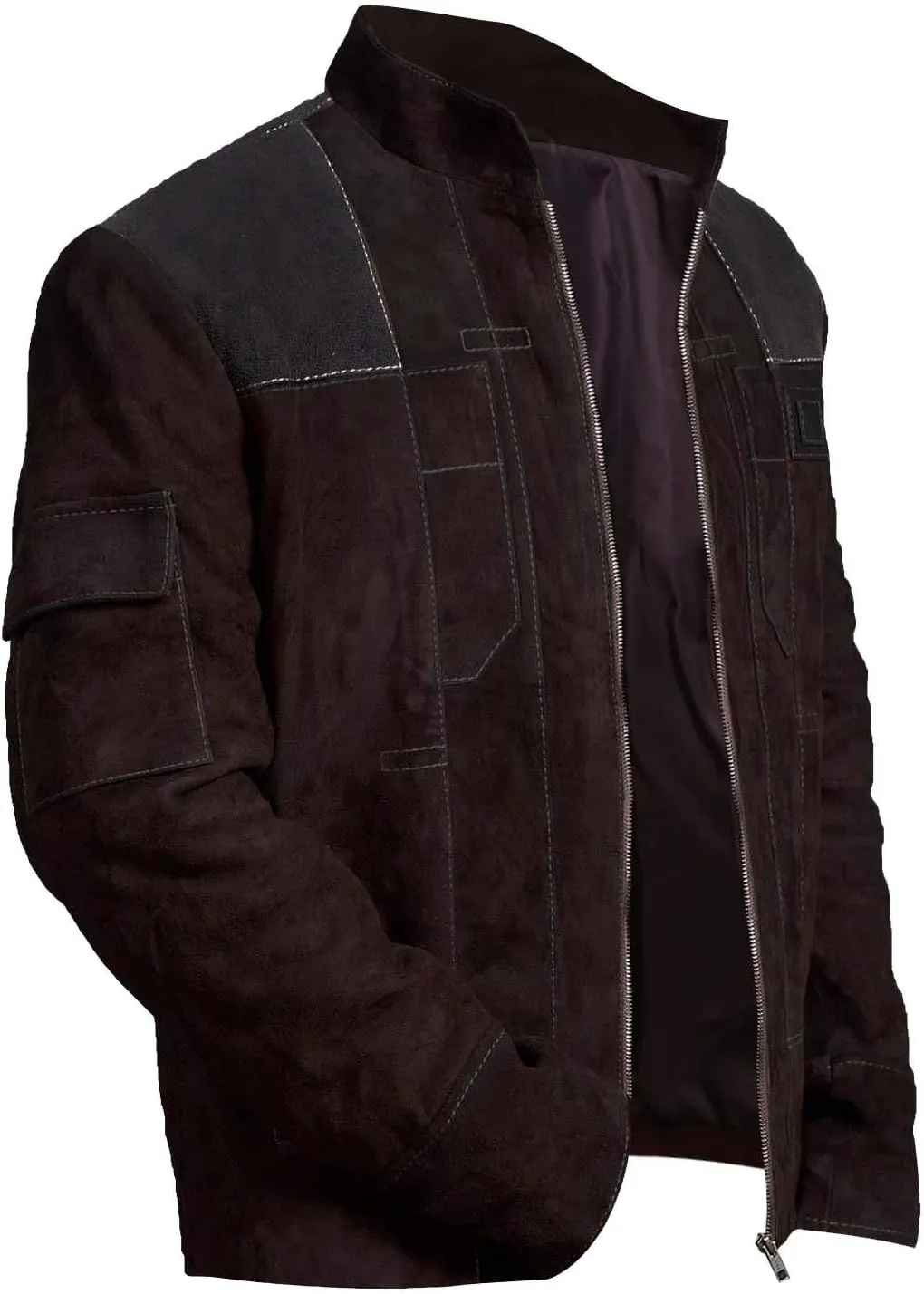 Brown Suede Leather Jacket for Men - Brown & Dark Brown Real Suede Leather Stylish Jacket for Mens