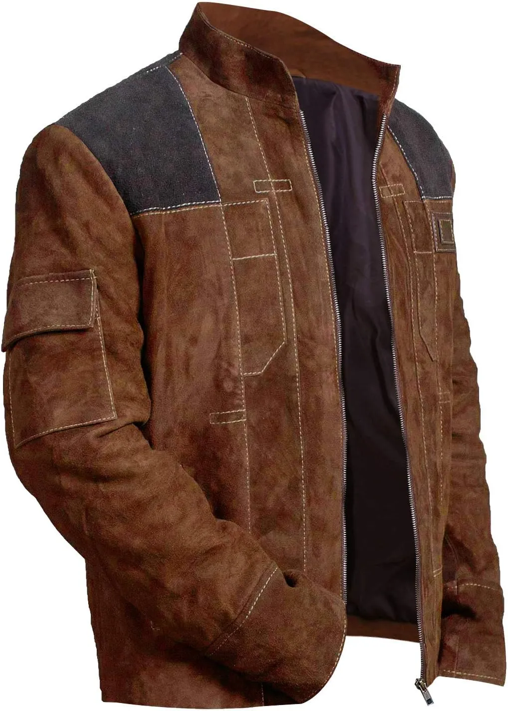 Brown Suede Leather Jacket for Men - Brown & Dark Brown Real Suede Leather Stylish Jacket for Mens