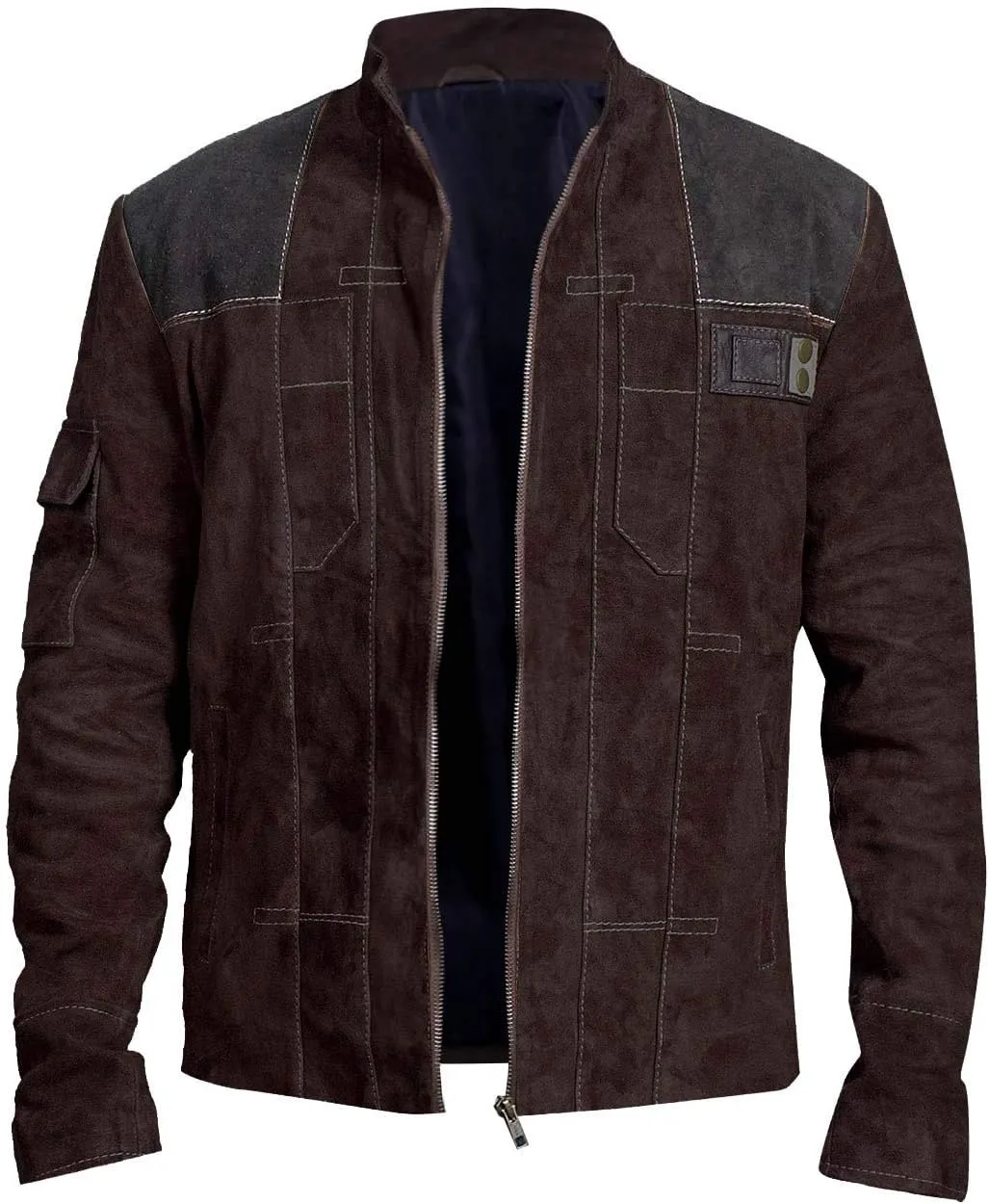 Brown Suede Leather Jacket for Men - Brown & Dark Brown Real Suede Leather Stylish Jacket for Mens