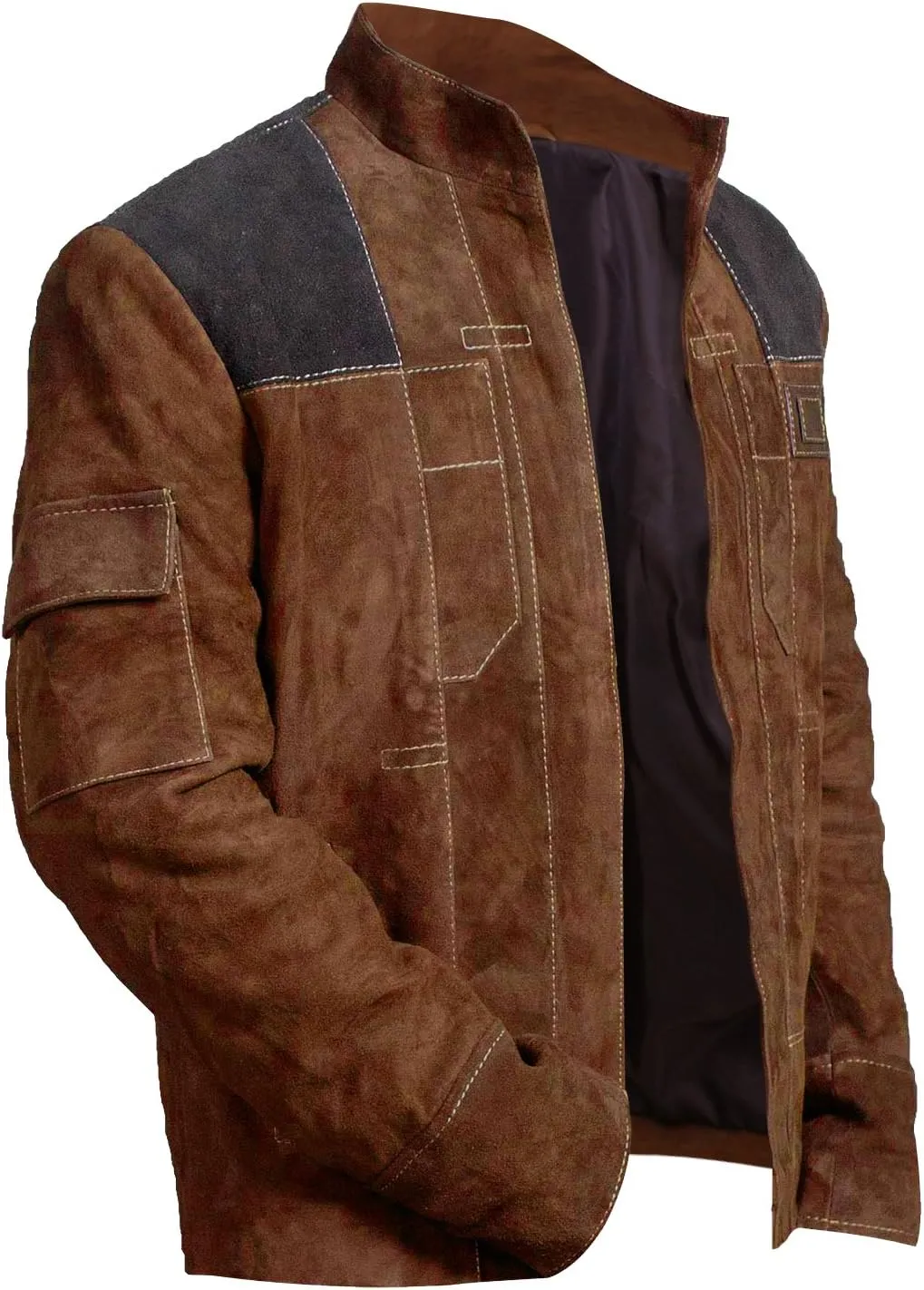 Brown Suede Leather Jacket for Men - Brown & Dark Brown Real Suede Leather Stylish Jacket for Mens