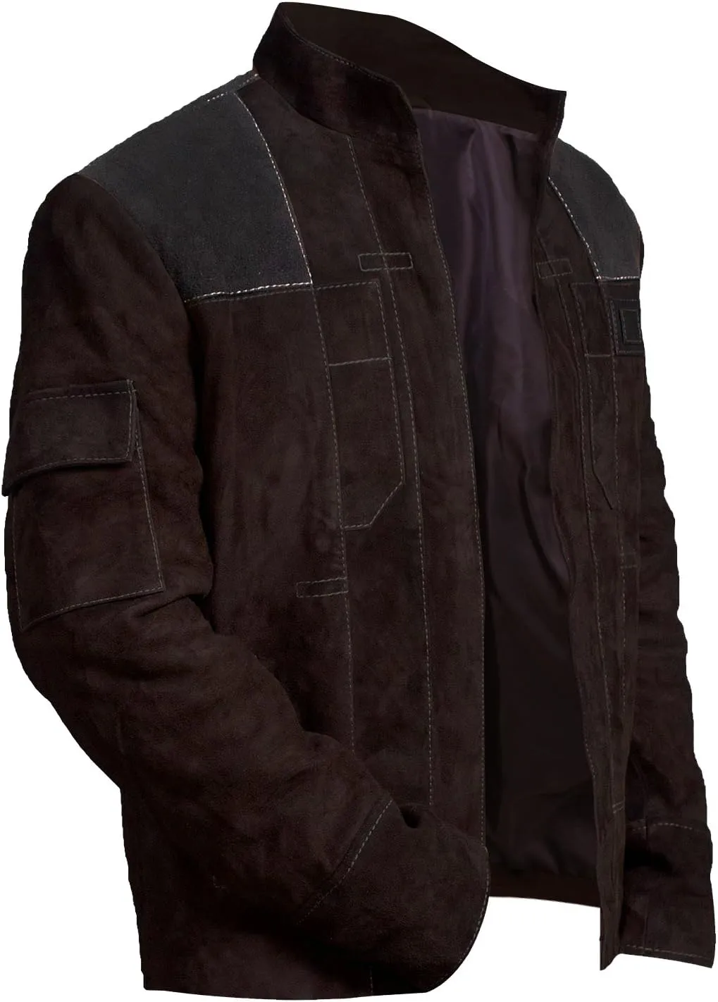Brown Suede Leather Jacket for Men - Brown & Dark Brown Real Suede Leather Stylish Jacket for Mens
