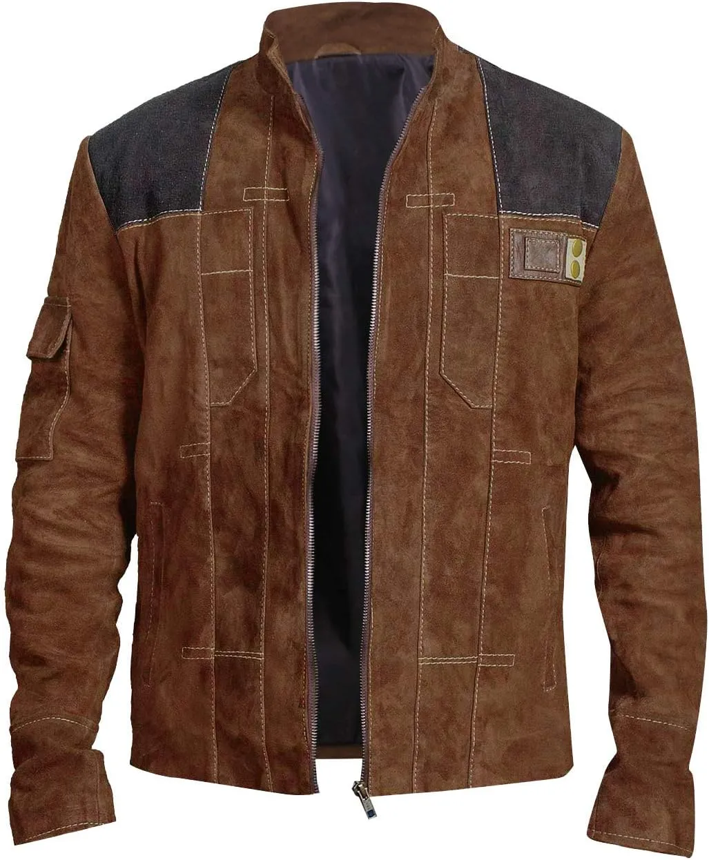 Brown Suede Leather Jacket for Men - Brown & Dark Brown Real Suede Leather Stylish Jacket for Mens