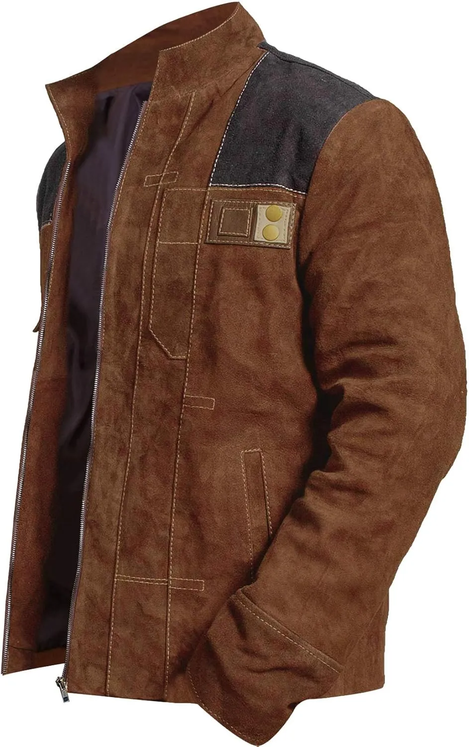 Brown Suede Leather Jacket for Men - Brown & Dark Brown Real Suede Leather Stylish Jacket for Mens
