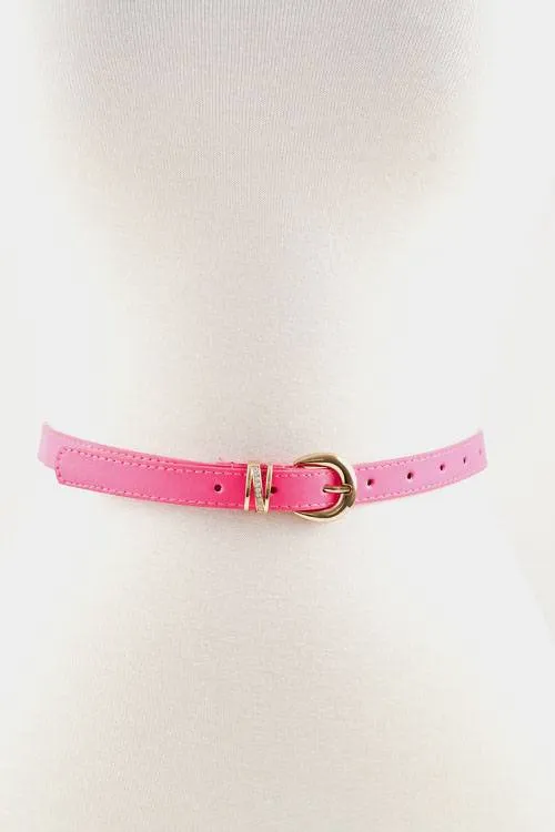 Buckle accent stitch belt