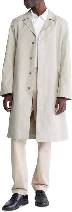 Calvin Klein Men's Classic Fit Button Front Trench Coat Jacket Stone Beige XL