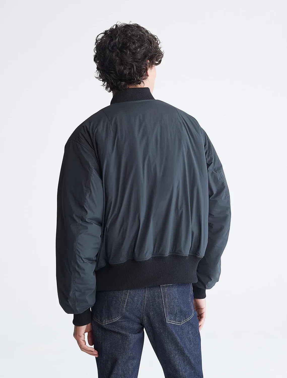 Calvin Klein Men's Matte Logo Zip Bomber Jacket