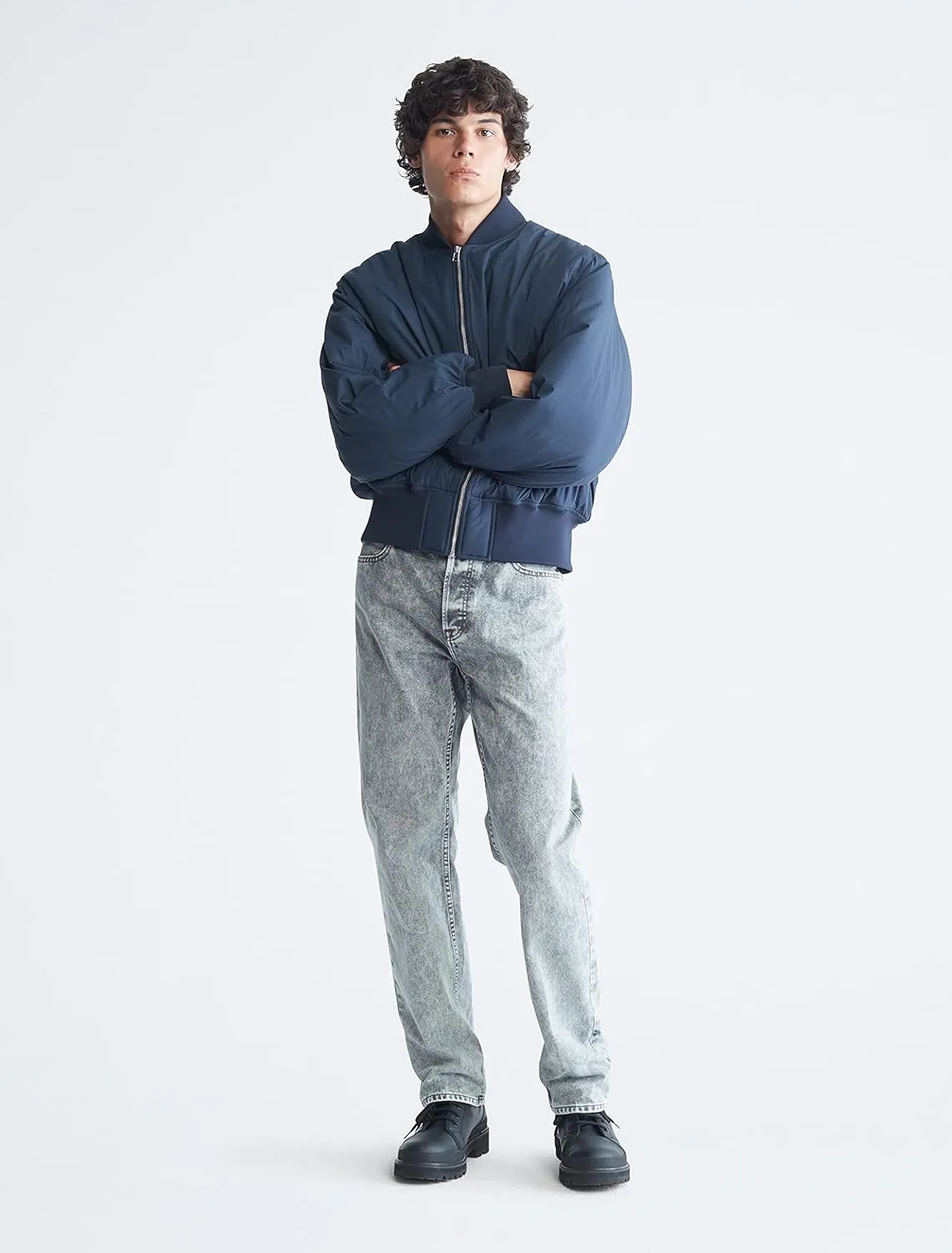 Calvin Klein Men's Matte Logo Zip Bomber Jacket