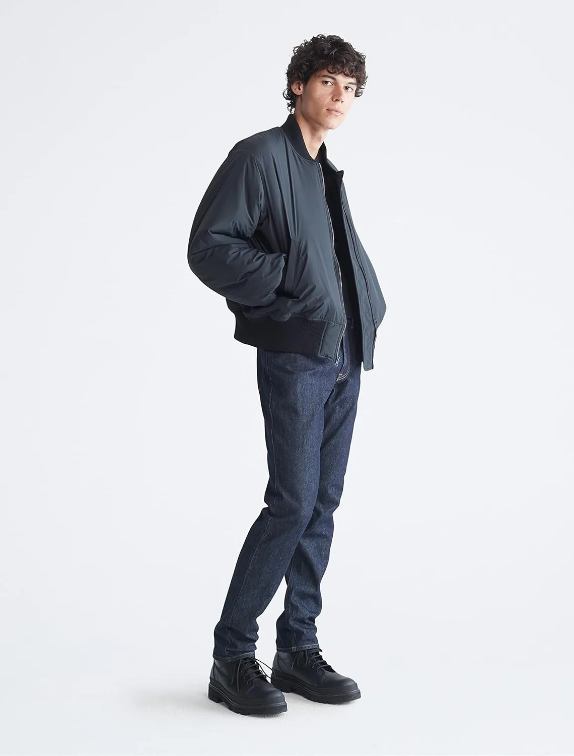 Calvin Klein Men's Matte Logo Zip Bomber Jacket