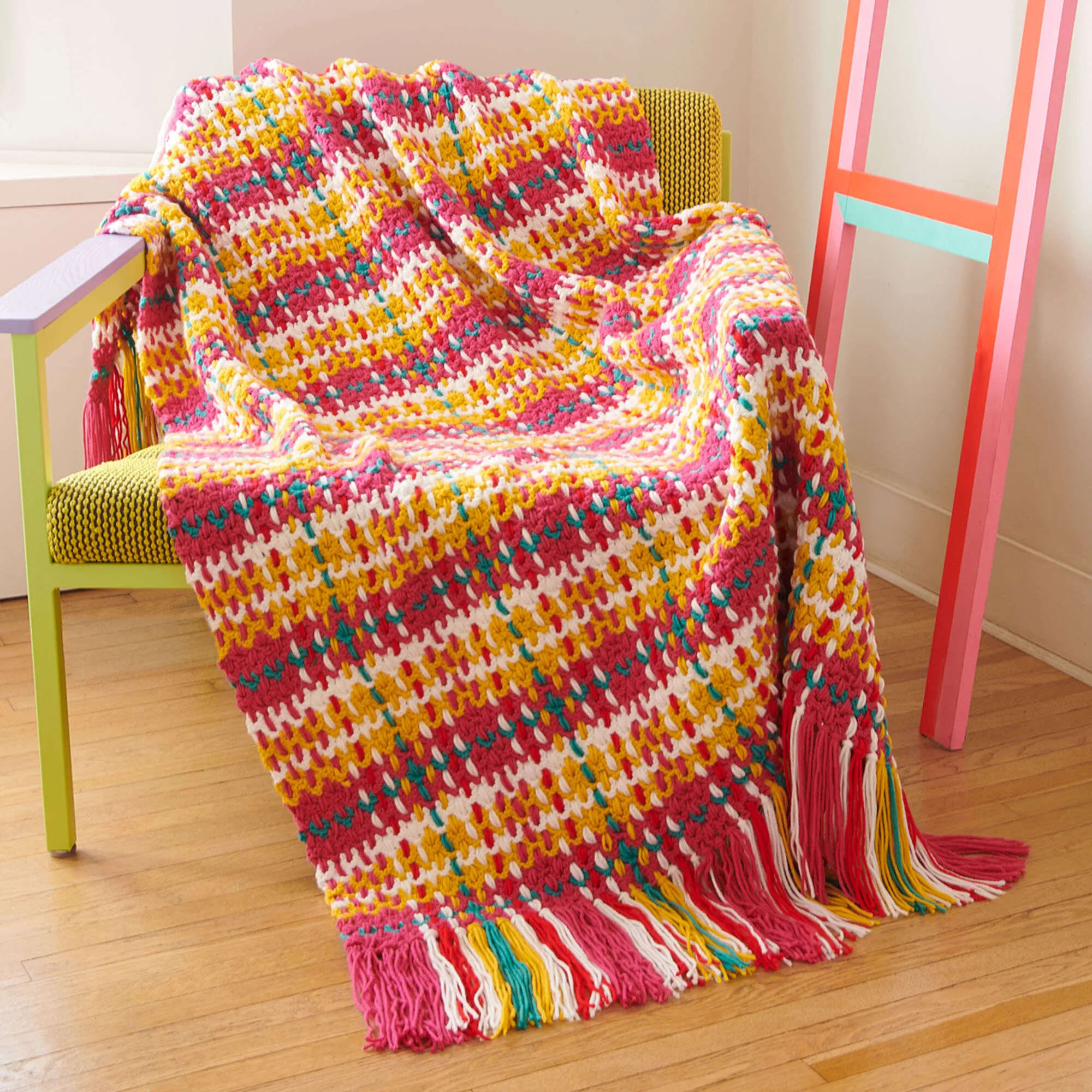 Caron Rad Plaid Crochet Blanket